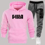 Fashion Sportswear Print Letter Hooded Collar Long Sleeve Two Pieces
