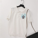 Fashion Casual Letter Patchwork Turndown Collar T-Shirts