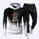 Fashion Sportswear Print Letter Hooded Collar Long Sleeve Two Pieces