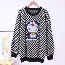Fashion Sweet Character Patchwork O Neck Tops