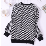 Fashion Sweet Character Patchwork O Neck Tops