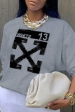 Casual Sportswear Print Patchwork Letter O Neck Tops