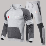 Fashion Sportswear Print Patchwork Letter Hooded Collar Long Sleeve Two Pieces