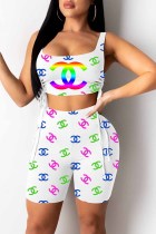 Fashion Casual Print Letter U Neck Sleeveless Two Pieces