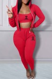 Sexy Print Letter Hooded Collar Long Sleeve Three Pieces