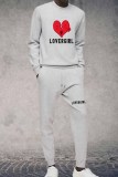 Sportswear Print Letter O Neck Long Sleeve Two Pieces
