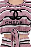 Fashion Casual Striped Letter O Neck Plus Size Two Pieces