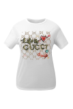 Fashion Casual Print Patchwork Letter O Neck T-Shirts