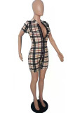 Fashion Casual Plaid Patchwork O Neck Rompers