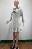Fashion Casual Print Letter Hooded Collar Printed Dress Dresses