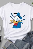 Fashion Casual Character Print Patchwork O Neck T-Shirts