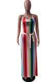 Fashion Casual Print Patchwork Spaghetti Strap A Line Dresses
