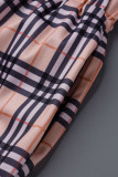 Fashion Casual Plaid Patchwork O Neck Short Sleeve Two Pieces