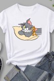Fashion Casual Character Patchwork O Neck T-Shirts