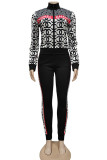Fashion Elegant Print Patchwork Long Sleeve Two Pieces