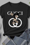 Fashion Street Character Letter O Neck T-Shirts