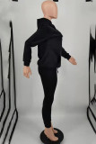 Fashion Sportswear Print Patchwork Hooded Collar Long Sleeve Two Pieces