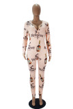 Casual Daily Print V Neck Regular Jumpsuits
