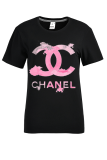 Fashion Daily Print Patchwork Letter O Neck T-Shirts
