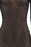 Fashion Sexy Letter See-through O Neck One Step Skirt Dresses