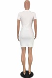 Casual Cap Sleeve Short Sleeves O neck Step Skirt Knee-Length Character Print
