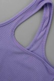 Fashion Sportswear Letter Patchwork One Shoulder Sleeveless Two Pieces