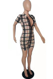Fashion Casual Plaid Letter O Neck Rompers