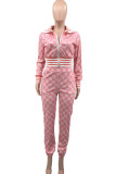 Fashion Street Print Patchwork Turndown Collar Long Sleeve Two Pieces