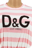 Fashion Casual Striped Letter O Neck Short Sleeve Two Pieces