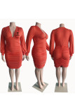Fashion Casual Print Letter V Neck One Step Skirt Plus Size Dresses