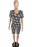 Sexy Casual Cute Print O Neck Short Sleeve Two Pieces