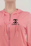 Fashion Casual Print Letter Hooded Collar Long Sleeve Two Pieces