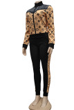 Fashion Elegant Print Patchwork Long Sleeve Two Pieces