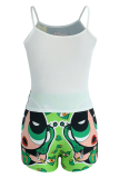Casual Print Patchwork U Neck Sleeveless Two Pieces