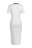 Fashion Casual Print Asymmetrical O Neck Short Sleeve Dress