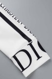 Elegant Print Letter Zipper Collar Long Sleeve Two Pieces