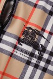 Casual Plaid Patchwork Letter Zipper Collar Long Sleeve Two Pieces