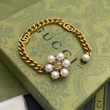 Vintage Letter Chains Pearl Bracelets