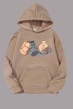 Sportswear Character Patchwork Hooded Collar Tops