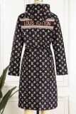 Street Letter Patchwork Hooded Collar Outerwear