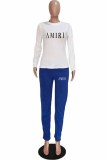 Casual Print Letter O Neck Long Sleeve Two Pieces