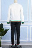 Casual Letter Embroidered O Neck Long Sleeve Two Pieces