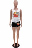 Casual Character Print Letter U Neck Sleeveless Two Pieces