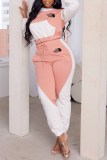 Casual Letter Patchwork Hooded Collar Long Sleeve Two Pieces
