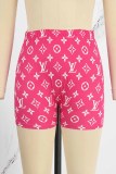 Casual Print Letter Skinny Mid Waist Pencil Bottoms