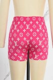 Casual Print Letter Skinny Mid Waist Pencil Bottoms
