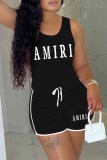 Casual Print Letter U Neck Sleeveless Two Pieces