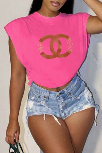 Sexy Street Print Letter O Neck T-Shirts