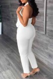 Sexy Work Print Backless Letter V Neck Sleeveless Two Pieces