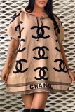 Casual Print Letter Hooded Collar Straight Dresses